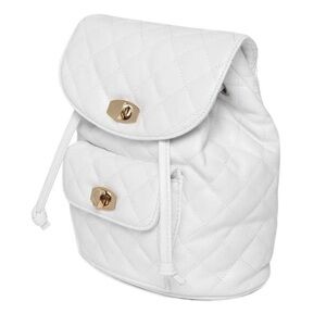 Forever 21 Faux Leather White Gold Backpack Handbag Purse